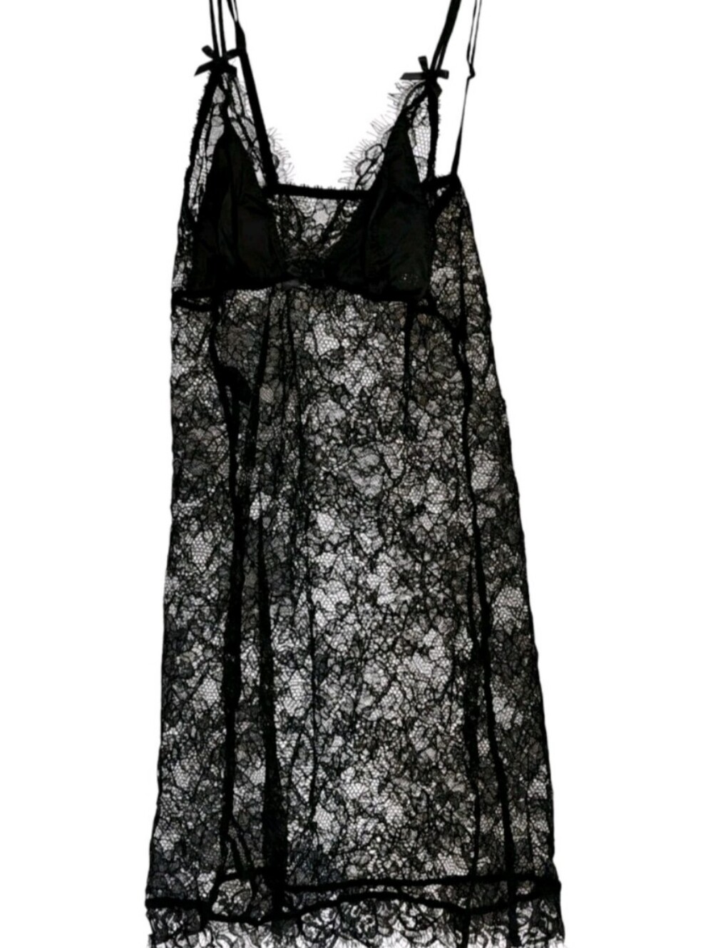 Sonya Rykiel Women's Lingerie Babydoll Sleepwear Black Lace Dress Nightwear